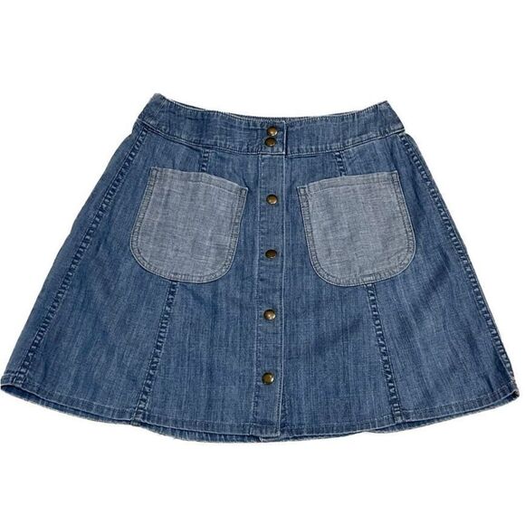 Wildfox Frankie NWOT Denim Mini A Line Cotton Button Blue Pockets Ladies Size S - Picture 1 of 7